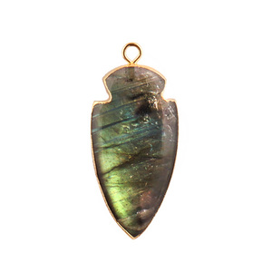 Finding-colgante de punta de flecha labradorita Natural, suministro de joyería, conector chapado en oro, una sola bola, abalorio, Diy - Product Image 1
