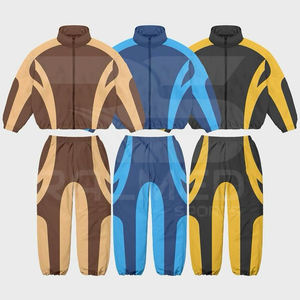 Chándal cortavientos 100% de nailon para hombre, conjunto de chaqueta y pantalón de gran tamaño con cremallera de dos piezas, chándal cortavientos para hombre - Product Image 5