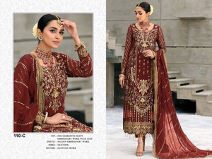 Traje paquistaní bordado y piedra para mujer, traje pesado Fox Georgette, super hit collection - Product Image 2