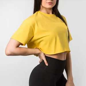 Venta al por mayor de Primavera de gran tamaño en blanco Top mujeres camisetas recortadas lisas camiseta para damas gran oferta Crop Top 2025 - Product Image 4
