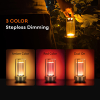 Lanterne de table LED portable de luxe à 3 couleurs, rechargeable, en cristal, pour restaurant extérieur, lampe d'ambiance