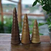 Tailles personnalisées marron foncé naturel bois de manguier écologique de haute qualité fabriqué à la main gravé arbre de Noël vacances maison de Noël