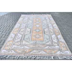 Tapis vintage 6,5x9,6 pieds, grand tapis turc, tapis en laine beige à pois - Product Image 1