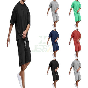 Ensemble décontracté 2 pièces pour homme grande taille, respirant et à séchage rapide, t-shirt à manches courtes et short, col rond, pour l'entraînement, la gym, l'été - Product Image 5