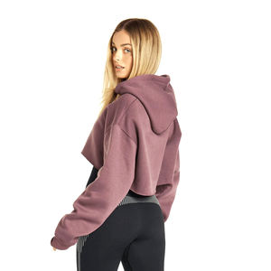 Make Your Own High Quality Solid Color Customized Logo Print soft breathable casual <b>crop</b> <b>top</b> <b>hoodies</b> - Product Image 3