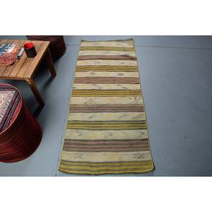 Vintage Turkish Rug Bohemian Style Beige <b>Yellow</b> Patchwork Design 220 X 530cm Classic Rectangle for Entryway <b>Wool</b> Material Latex - Product Image 1