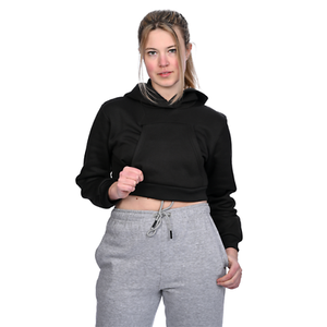 Sweat à capuche court pour femme en polaire doux avec fermeture éclair, logo personnalisé sur le devant, élégant, confortable, tendance, chaud pour l'hiver, léger, décontracté, streetwear - Product Image 2