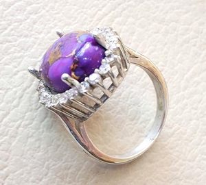 Bague pour femme en argent sterling 925 avec pierre précieuse turquoise cuivre violette naturelle, bague empilable pour le mois de décembre, cadeau de Noël - Product Image 5