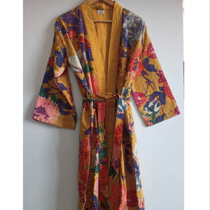 Indian Kantha <b>Jacket</b> WInter Long <b>Jacket</b> Cotton Kantha Robe Soft Quilted <b>Jacket</b> Handmade Kantha Robe <b>Bridal</b> Kimono - Product Image 1