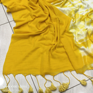 Sari en coton SRIVARI MAL léger et écologique, uni et teint, pour mariage, pour filles, le plus demandé de l'année - Product Image 1