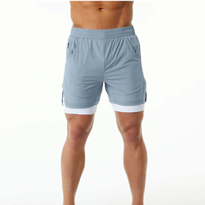 Pantalones cortos de entrenamiento de verano informales para hombre, pantalones cortos de gimnasio con cintura elástica de color sólido de malla de algodón de secado rápido, impermeables y a prueba de viento - Product Image 1