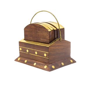 Sous-verres en bois carrés abstraits, sous-verres de boisson de qualité supérieure décor en bois naturel coffret cadeau parfait disponible au prix de gros - Product Image 6