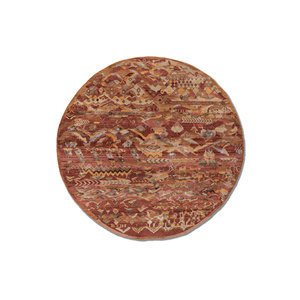 Manchaha Geometric Pattern Hand Knotted Wool & Bamboo <b>Silk</b> Rug <b>Red</b> & Orange-For Home Use Les-2715 - Product Image 1