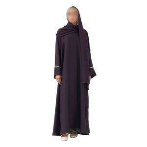 Abaya Modest Morada Oscura, Vestido Islámico Simple con Cierre Frontal, Tela Transpirable de Alta Calidad, Estilo Dubái, Kaftan para Mujer - Product Image 1
