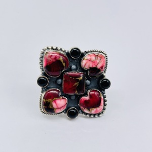 แหวนดีไซเนอร์ทำมือทำด้วยมือเงินสเตอร์ลิง925แหวนแต่งงานแฟชั่นวินเทจเทจสีแดงเทอร์ควอยซ์อุปกรณ์เสริมงานฝีมือคลาสสิกจากธรรมชาติ - Product Image 1