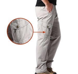กางเกงคาร์โก้ผ้าฝ้ายคุณภาพสูงสำหรับผู้ชาย กางเกงลำลองหลายกระเป๋า กางเกงยุทธวิธี สำหรับฤดูใบไม้ผลิ ฤดูใบไม้ร่วง กิจกรรมกลางแจ้ง ตั้งแคมป์ เดินป่า และทำงาน - Product Image 4