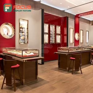 Premium LED Light Jewelry Counter Glass Display Cabinet Wooden Jewelry Counter High End Jewelry Glass Display Case - Product Image 4