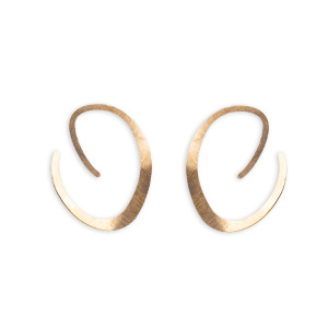 Orecchini a perno alla moda CUCOCUCA YXQ E406 in acciaio inossidabile, orecchini di grandi dimensioni con finitura lineare e spazzolata dorata - Product Image 1