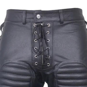 กางเกงขาสั้นสำหรับผู้ชายกางเกงขาสั้นหนังสีตัดกันทำจากปากีสถาน - Product Image 5