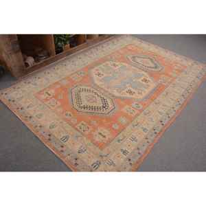 Vintage turc 5x7.5ft tapis classique Orange bleu Patchwork Design laine matériel Latex Rectangle couloir pour les grandes chambres - Product Image 5