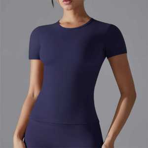 เสื้อยืดคอกลมแขนยาวเข้ารูปสำหรับผู้หญิงเสื้อยืดโยคะฟิตเนสแบบกำหนดโลโก้ได้เอง - Product Image 4