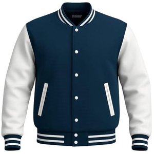 Men's Solid <b>Plain</b> <b>Varsity</b> Buttoned Original Leathered Thick <b>Jacket</b> - Product Image 3