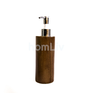Distributeur de savon moderne en bois de teck naturel fait main, écologique, avec flacon pompe rechargeable pour usage domestique et hôtelier - Product Image 1