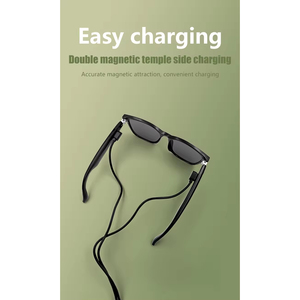 Gafas inteligentes GS08 con protección contra luz azul y UV, carga magnética, micrófono y altavoz para música, llamadas y reducción de ruido. - Product Image 6