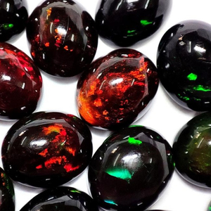 18X13MM สีดำเอธิโอเปียโอปอลรูปไข่ Cabochon ขนาดใหญ่หลวมพลอยโอปอลทำเครื่องประดับหินสีเล่นหรือไฟ Welo สีดำโอปอล - Product Image 3
