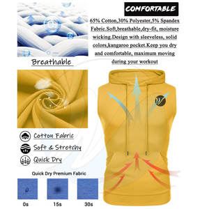 OEM Service Basics Sleeveless Gym Hoodies Latest Design Made In Pakistan Sleeveless Gym Hoodies - Product Image 4