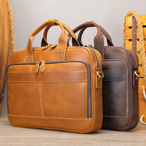 Classic Leather Laptop Messenger with Protective Shoulder Strap & Crossbody Carry Durable Handle Closure <b>for</b> Business Use - Product Image 5