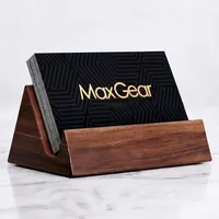 Porte-cartes de visite et organisateur de bureau en bois d'acacia écologique fait main, design moderne pour la maison et le bureau
