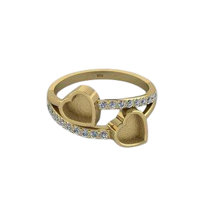 925 Sterling Silver Bezel Double 6x6mm Heart CZ Semi Mount <b>Blank</b> Setting <b>Ring</b> DIY Jewelry High Quality Custom Plating Available - Product Image 1