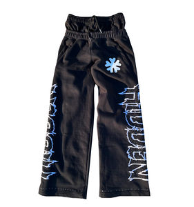 กางเกงวอร์มทรงแบ็กกี้สไตล์สตรีทแวร์ผู้ชาย ยี่ห้อ Y2k ล้างสีแบบแอซิด ขอบเอวสองชั้น - Product Image 4