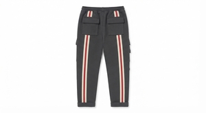 Custom Logo Men's <b>Cargo</b> Jogger Pants 100% Polyester Drawstring Elastic Waist Side Stripe Casual Trousers for Daily Wear - Product Image 2