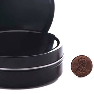 Custom Logo Round Tin Cans Stackable Black Shallow Tinplate Jars for Cosmetics Cookies Chewing Gum Packing Screw Cap Sealing - Product Image 3