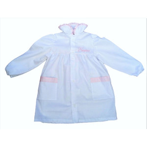 Grembiule in Cotone a Righe Rosa con Ricamo Personalizzato del Nome per Bambine, Accessorio per Uniforme Scolastica - Product Image 1