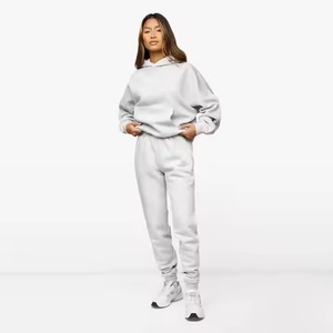 2025 Logo personalizado Tallas grandes Conjunto de 2 piezas Impreso Sólido Jogger Sudadera Pantalones de chándal Chándal Ropa informal Moda para mujeres - Product Image 1