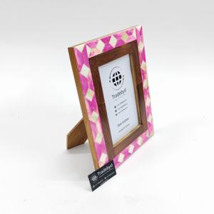 Tradebyd-Marco de fotos de madera hecho a mano con incrustaciones creativas de hueso y Cuerno, marco decorativo artesanal de forma cuadrada para regalar - Product Image 4