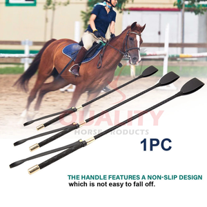Fouets de cheval les plus populaires en cuir noyau en fibre de verre fait à la main marron noir fouet de cheval entraînement de sécurité utilisation de course vente en gros directe - Product Image 2