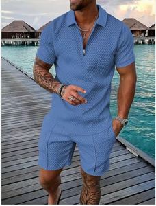 Conjuntos de polos informales, chándal personalizado para hombre, camiseta para hombre y conjunto corto con cremalleras - Product Image 4