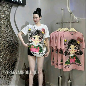 Trendy Women's Cotton T-<b>Shirt</b> Casual Fashion Blouse with Streetwear <b>Y2K</b> Style Breathable Fitted From XS to 2XL Sizes for Summer - Product Image 5