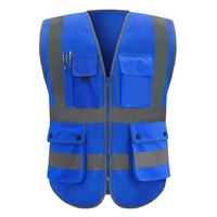 8 cepler fermuar ön inşaat Hi Vis giyim yansıtıcı güvenlik yelek yüksek görünürlük yansıtıcı güvenlik artı boyutu Spandex