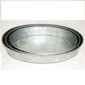 Lot de 3 Plateaux de Service en Métal Galvanisé de Style Luxe Personnalisables pour Usage Alimentaire Domestique Fabricant Indien à Bas Prix - Product Image 1