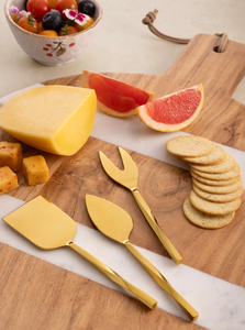 Juego de cuchillos dorados para queso con mango trenzado hecho a mano de metal con logotipo personalizado a un precio asequible - Product Image 3