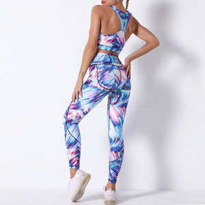 Conjunto de ropa deportiva transpirable elástica de alta calidad para mujer, pantalón de Yoga sin costuras de talla grande con patrón sólido para Fitness y Yoga - Product Image 2