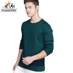 เสื้อยืดผ้าฝ้ายทรงสลิมฟิตสีน้ำเงิน,เสื้อยืดแขนยาวแบบเต็มแขน FM LOGAN SPORTS - Product Image 2