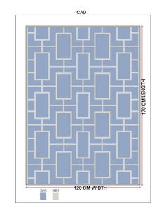 Tapis géométrique moderne-Tapis bleu et crème avec motif rectangle argenté-120x170 cm Décoration de salon et de chambre à coucher - Product Image 2