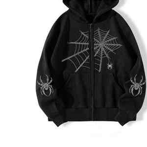 Sweat à capuche en molleton français avec fermeture éclair et logo personnalisé, uni, en coton mélangé, lourd, pour homme - Product Image 5