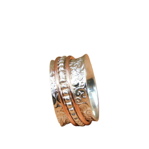 Handmade <b>Spinner</b> <b>Ring</b> 925 Sterling Silver & Copper Wide Band Boho Meditation <b>Ring</b> for Women & <b>Men</b> - Product Image 1